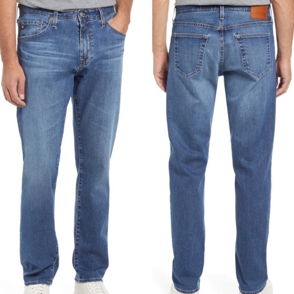 AG ADRIANO GOLDSCHMIED OWENS STRAIGHT LEG JEANS MEDIUM BLUE 31 X 32